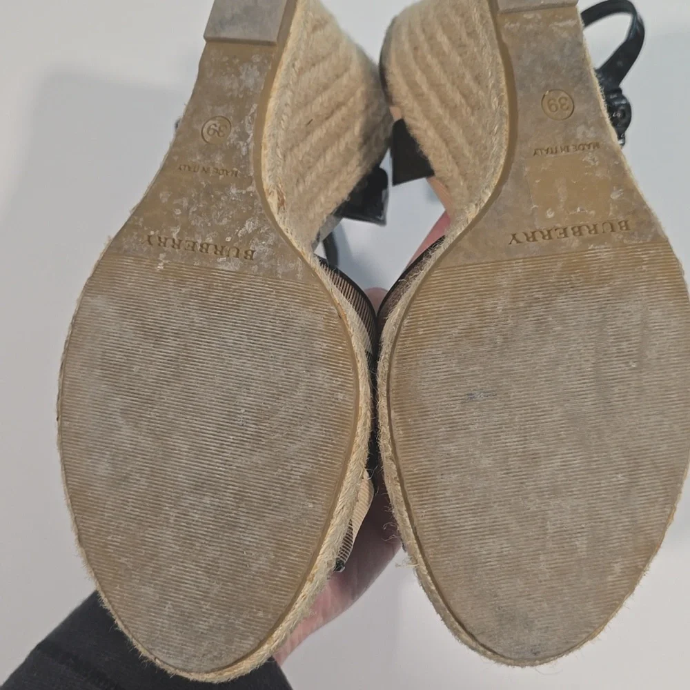 Burberry Plaid Wedge Sandals Espadrilles Size 39 with Box - Picture 7 of 16